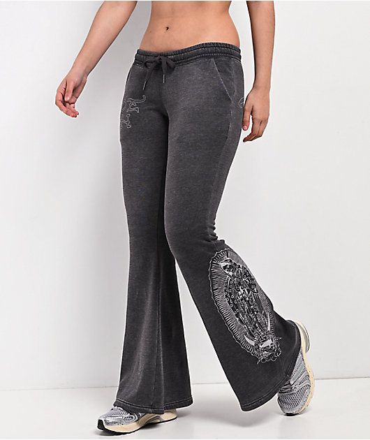 Ed Hardy Mary Mineral Grey Flare Sweatpants