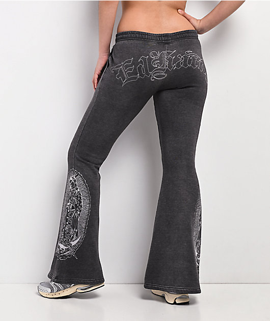 Ed Hardy Mary Mineral Grey Flare Sweatpants