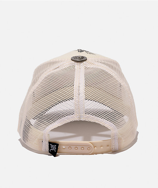 Ed Hardy Mary Rhinestone Ivory Trucker Hat | Zumiez