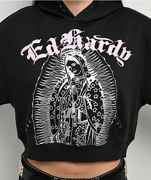 Ed Hardy Mary Studded Black Hoodie