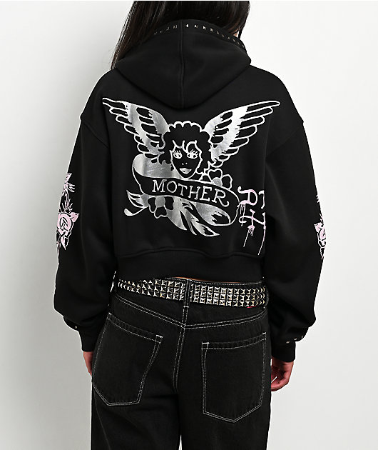 Ed Hardy Mary Studded Black Hoodie
