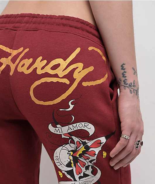 Ed Hardy Mi Amore Wine Sweatpants