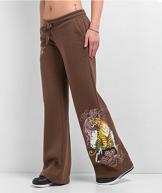 Ed Hardy Mountain Tiger Brown Sweatpants