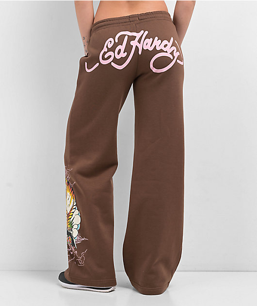 Ed Hardy Mountain Tiger Brown Sweatpants