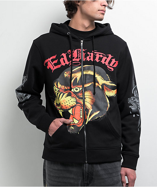 トップス Unknown Ed Hardy Zip hoodie Chief Keef Ed Hardy Unknown London Glo Dagger Zip Hoodie