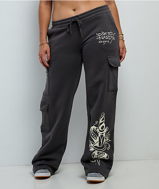 Ed Hardy Panther Charcoal Cargo Sweatpants