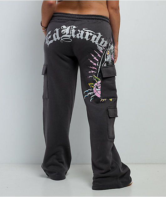 Ed Hardy Panther Charcoal Cargo Sweatpants