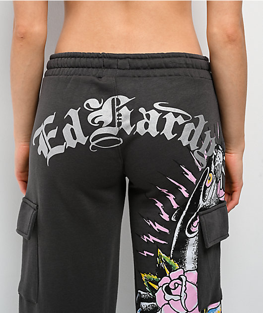 Ed Hardy Panther Charcoal Cargo Sweatpants