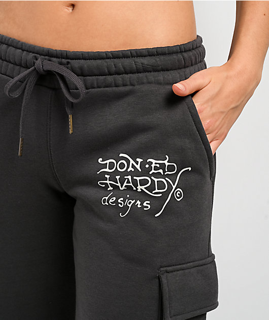 Ed Hardy Panther Charcoal Cargo Sweatpants