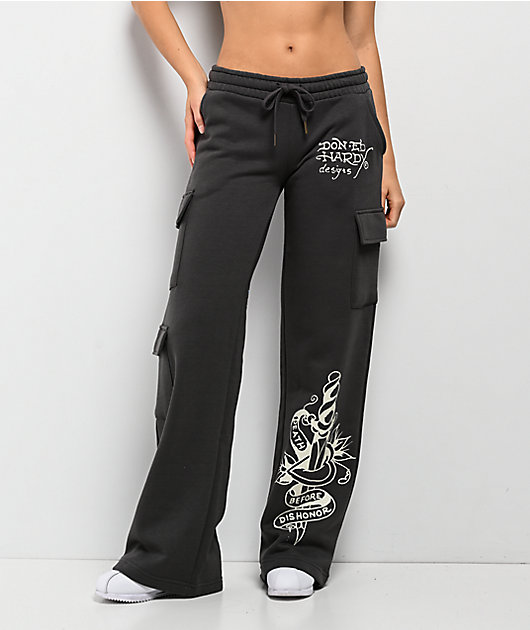 Ed Hardy Panther Charcoal Cargo Sweatpants
