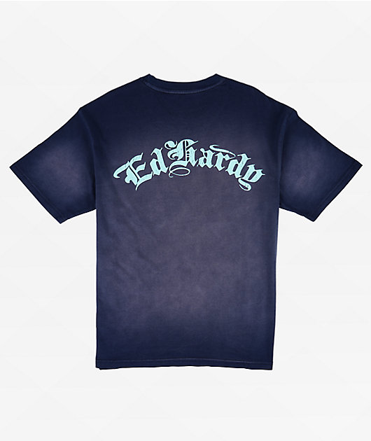 Ed Hardy Panther Crown Sunfade Navy T-Shirt