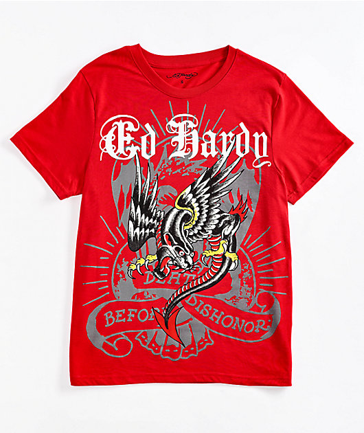 Ed Hardy Panther Dragon Red T-Shirt