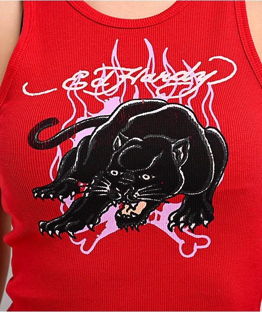 Ed Hardy Panther Flame Cherry Crop Tank Top | Zumiez