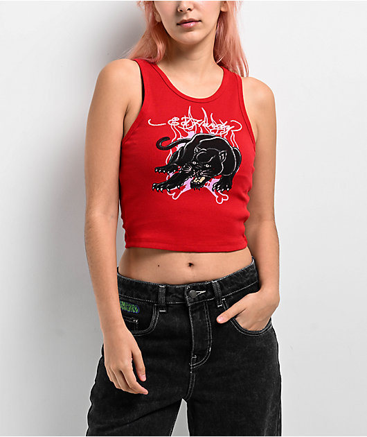 Ed Hardy Panther Flame Cherry Crop Tank Top | Zumiez