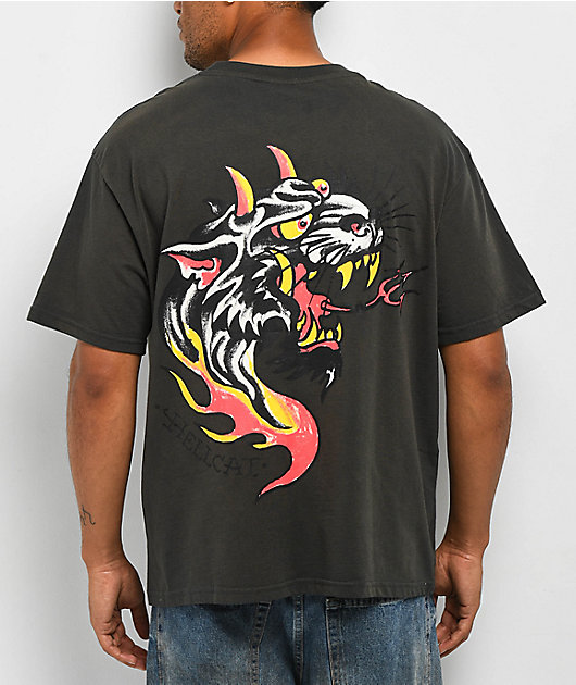 Ed Hardy FLAME SKULL PANTHER Tシャツ Ed Hardy Flame Skull Ivory T-Shirt | Zumiez