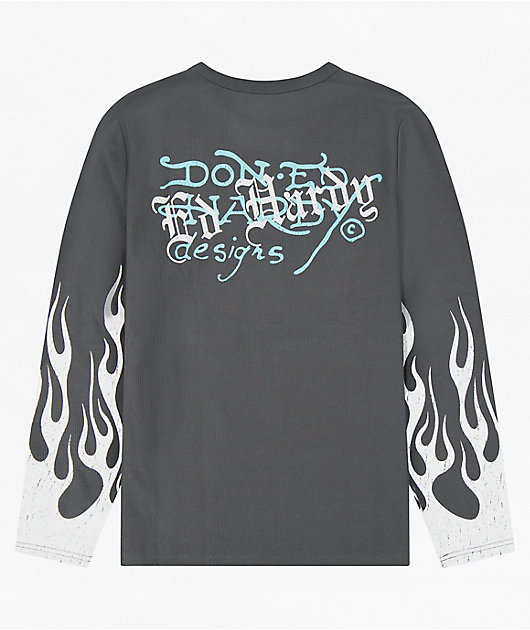 Ed Hardy Panther Flames Sunfade Grey T-Shirt