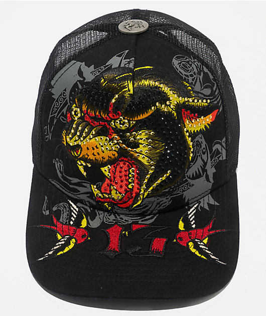 Ed Hardy Panther Head Black Trucker Hat | Zumiez