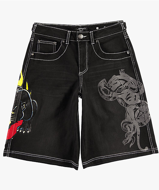 Ed Hardy Panther Heart Black Jean Shorts | Zumiez