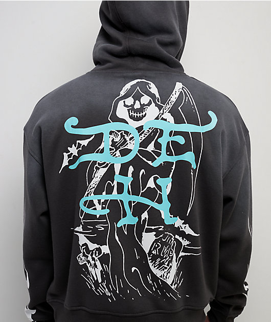 Ed Hardy Panther Rhinestone Sunfade Grey Hoodie