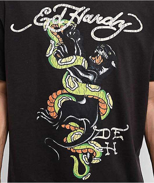 Ed Hardy Panther Snake Vintage 半袖 Tシャツ Ed Hardy Panther Snake Vintage Black T-Shirt | Zumiez