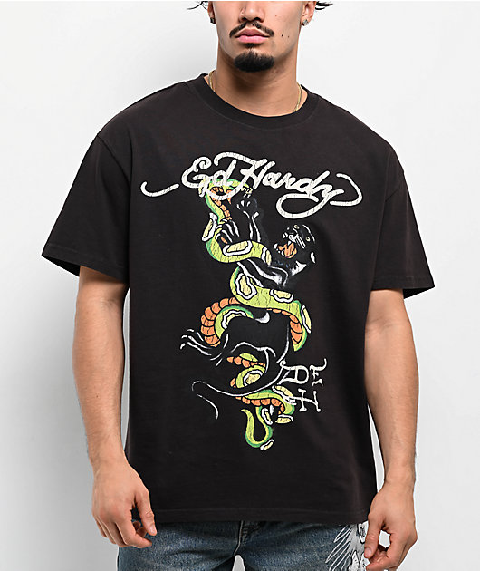 Ed Hardy Panther Snake Vintage Black T-Shirt | Zumiez