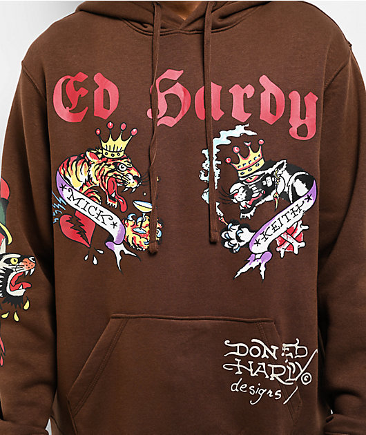 エドハーディ　パーカー　ブラウン Ed Hardy Panther Tiger Brown Hoodie | Zumiez