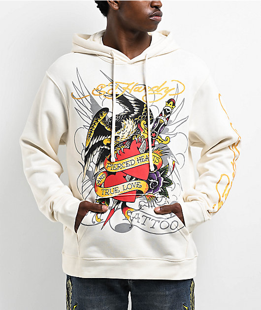 ★送料・関税込み★【Ed Hardy】Pierced Eagle パーカー Ed Hardy Pierced Eagle White Hoodie | Zumiez