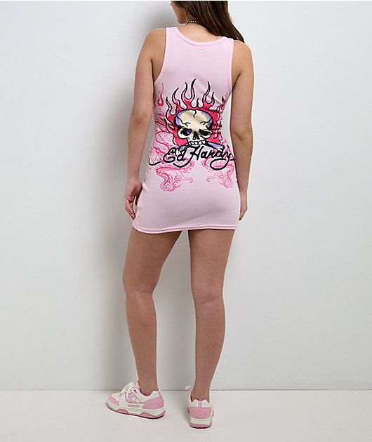Ed Hardy ピンク タンクトップ スカル Ed Hardy Pink Leopard Ballerina Dress | Zumiez