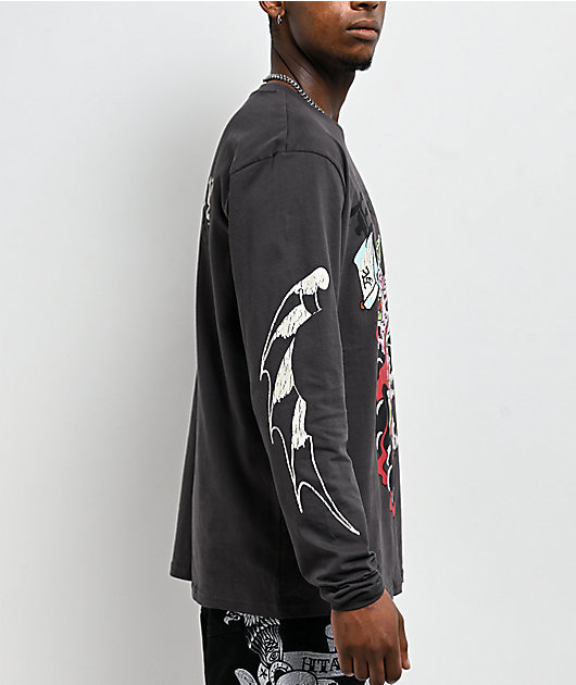 Ed Hardy Reaper Charcoal Long Sleeve T-Shirt