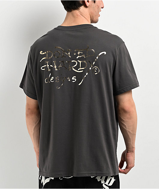 Ed Hardy Reaper Charcoal T-Shirt | Zumiez