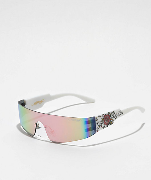 Ed Hardy frameless reflective futuristic love kills slowly shield sunglasses new Ed Hardy Love Kills Slowly Collection Sunglasses Black  main image 2