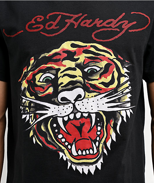 Ed Hardy Retro Tiger Black Boxy T-Shirt | Zumiez