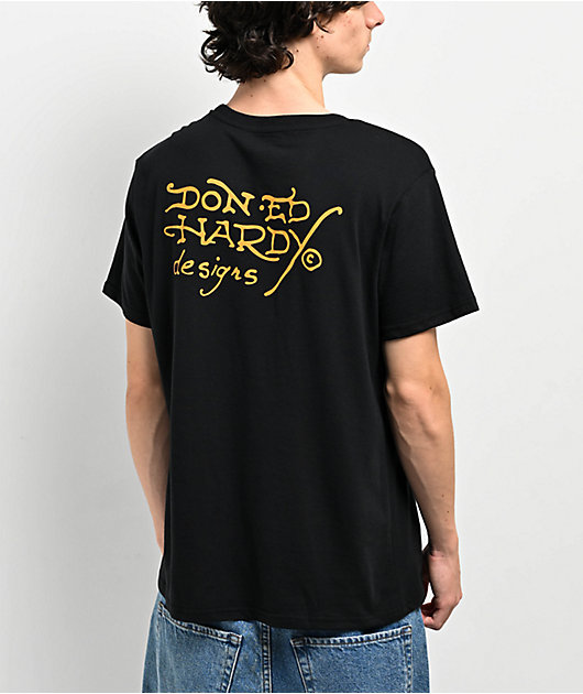 【Sculptor X Ed Hardy】 オフショルTシャツ ブラック Ed Hardy Rhinestone Skull Black T-Shirt | Zumiez