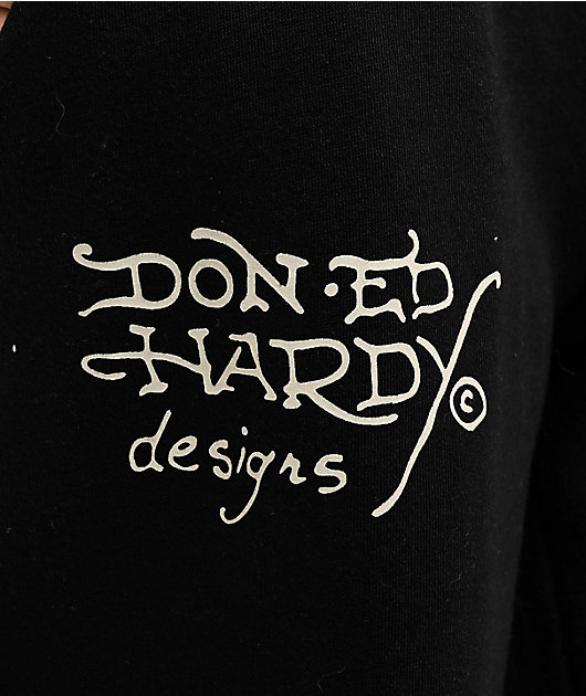 Ed Hardy Rose Skull Black Cargo Sweatpants