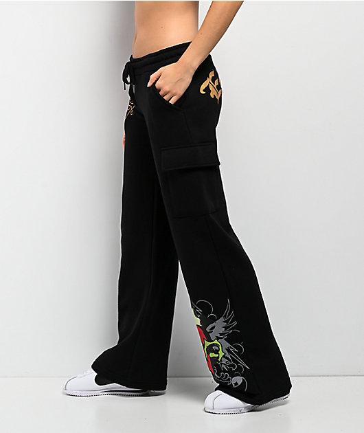 Ed Hardy Sacred Heart Black Cargo Sweatpants