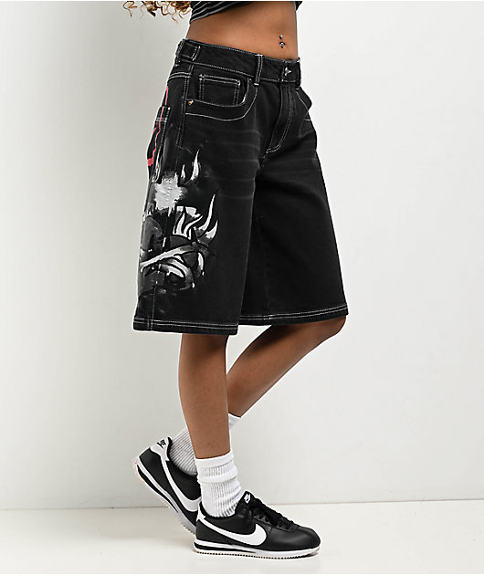 Ed Hardy Sacred Heart Black Wash Shorts | Zumiez