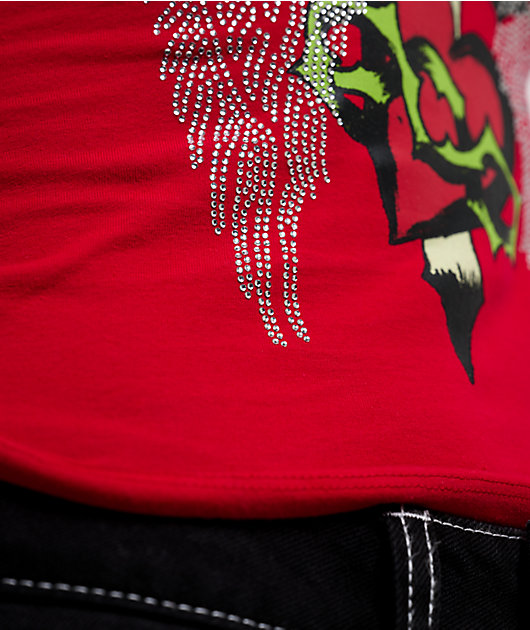 Ed Hardy Sacred Heart Cherry Crop Tank Top