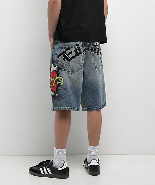 Ed Hardy Sacred Heart Light Vintage Blue Shorts | Zumiez