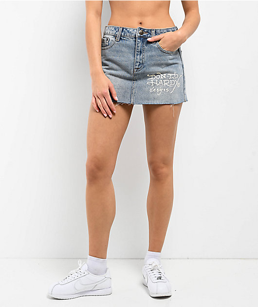 Ed Hardy Sacred Heart Light Wash Cutoff Mini Skirt | Zumiez