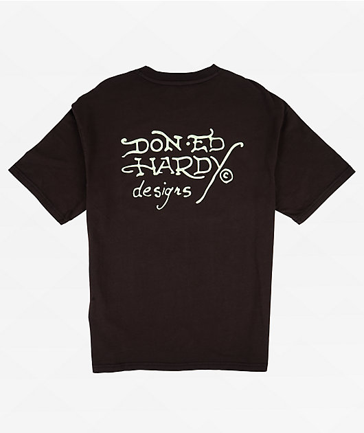Ed Hardy Skeleton Black Wash Boxy T-Shirt | Zumiez