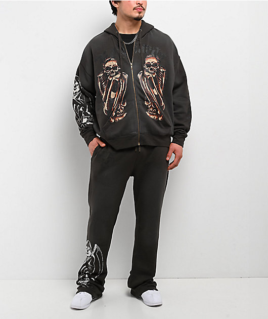 Ed Hardy Skeletons Sunfade Grey Zip Hoodie | Zumiez