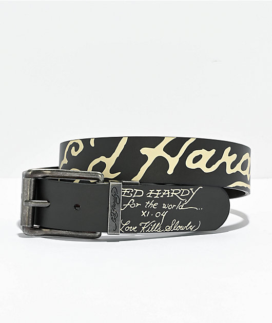 Ed Hardy Skull & Sword Black Reversible Belt