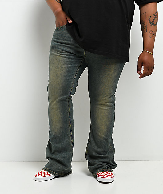 Ed Hardy Skull Crosses Blue Wash Bootcut Jeans