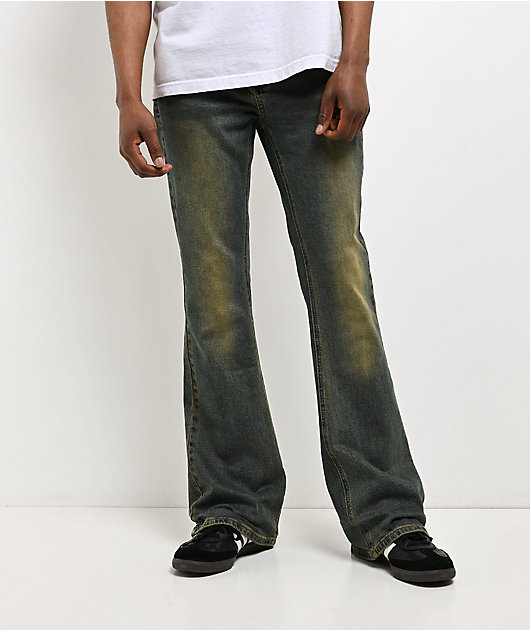 Ed Hardy Skull Crosses Blue Wash Bootcut Jeans | Zumiez
