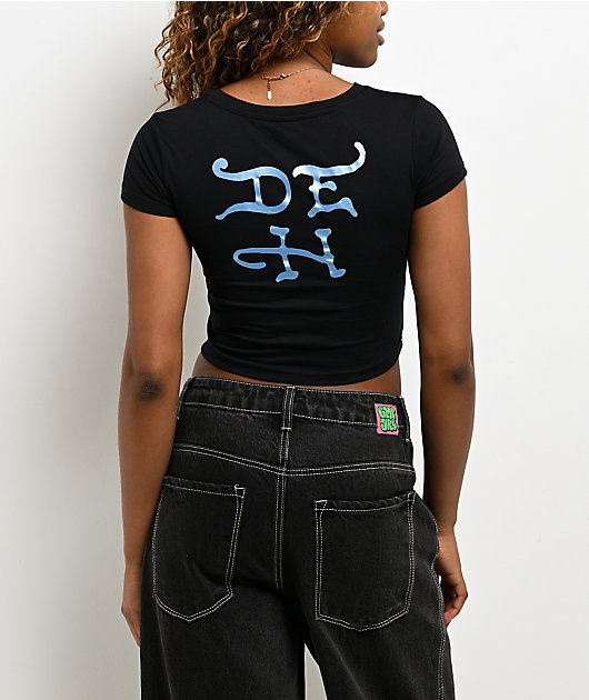 Ed Hardy Skull Crosses Rhinestone Black Crop T-Shirt | Zumiez
