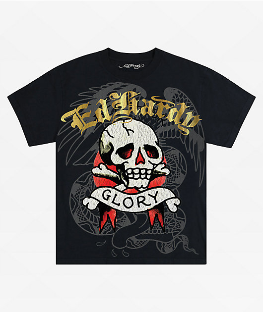 Ed Hardy Skull Dagger Rhinestone Vintage Black T-Shirt | Zumiez