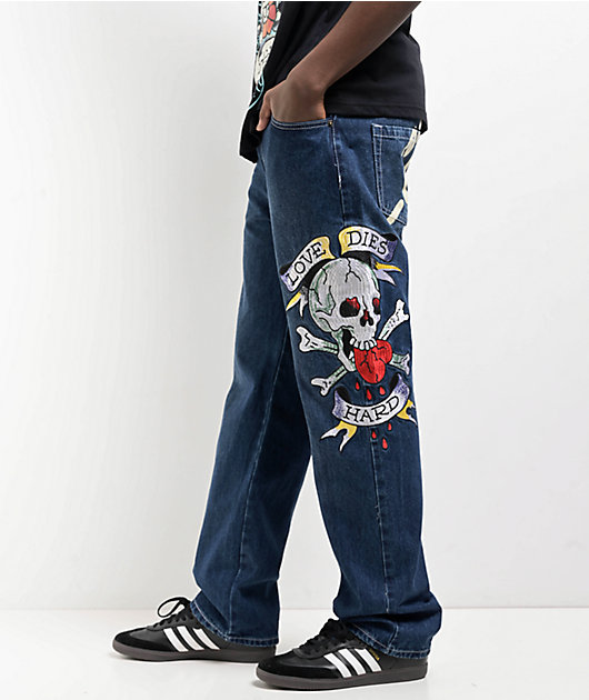 Ed Hardy Skull Heart Indigo Loose Fit Jeans