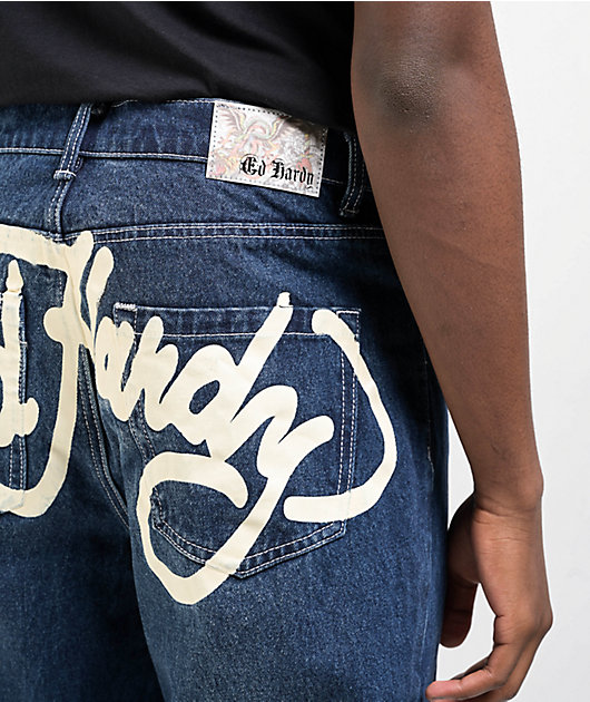 Ed Hardy Skull Heart Indigo Loose Fit Jeans