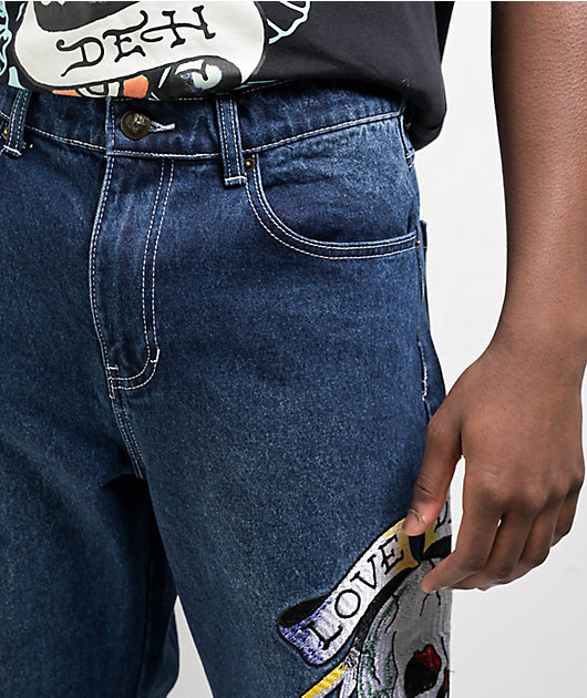 Ed Hardy Skull Heart Indigo Loose Fit Jeans
