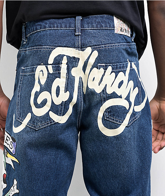 Ed Hardy Skull Heart Indigo Loose Fit Jeans | Zumiez